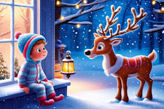 christmas children book illustration, bible illustration