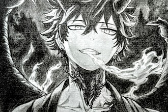 create pencil anime drawings and character sketches