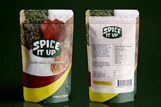 do creative pouch bag label product packaging design, food pouch product label