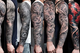 create custom tattoo design,  tattoo sleeve