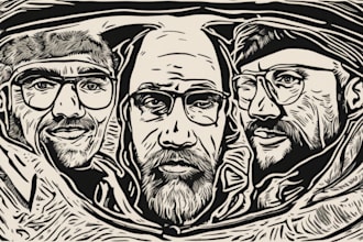 draw a custom portrait in linocut illustration style