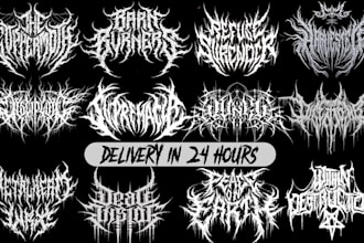 draw black brutal horror heavy, core death metal logo design for t shirt or band