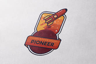 design custom badge, sticker, die cut and retro logo