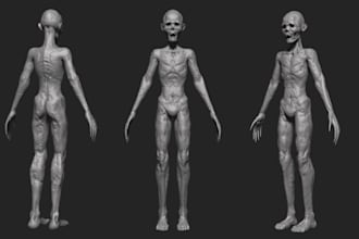 3d horror model, realistic zombie character, 3d animal creature, alien character