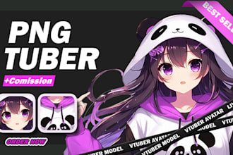 draw custom pngtuber avatar, vtuber avatar in vtuber anime style