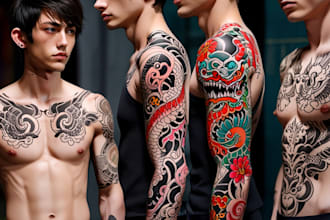do awesome original japanese tattoo, irezumi tattoo design