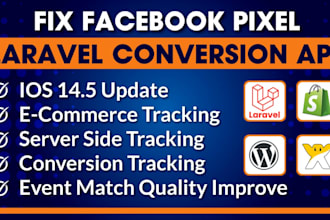 setup facebook pixel google analytic ga4 or server side tracking or ecommerce