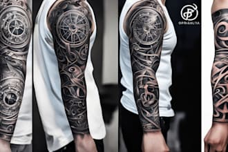 create custom tattoo design, tattoo sleeve