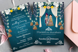 design wedding , nikkah and reception invitation card