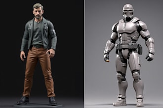 do 3d action figure, articulated figure,3d miniature, 3d model, for 3d printing