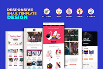 design responsive editable mailchimp email template in 6 hrs