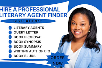 find literay agents and write query letter, book synopsis or proposal