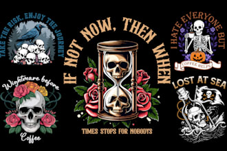 do graphic art for skull skeleton vintage style tshirt