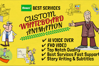 create custom whiteboard animation explainer video with voice over