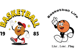 design hand drawn cartoon basketball volleyball logo