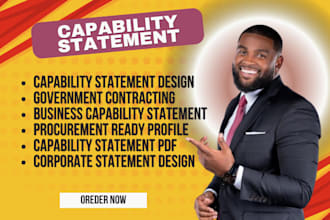 design professional capability statement for government and business within 8hrs