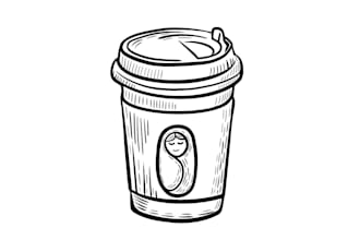unique coffee bar logo in minimalist line art style