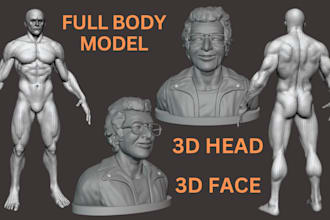 sculpt 3d head realistic face bust portrait full body model for 3d printing
