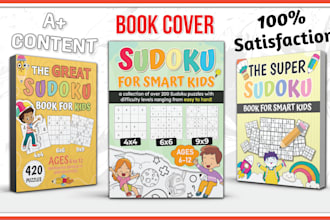 design activity book cover and puzzles, sudoku, word search