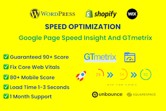 speed up shopify wix wordpress website for google pagespeed insights gtmetrix