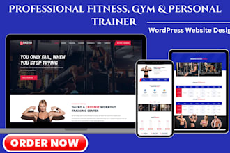 design attractive fitness, gym, workout and personal trainer wordpress website