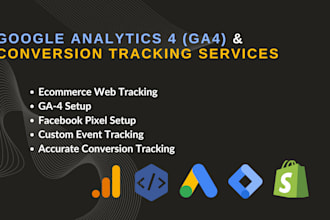 setup google analytics, ga4, facebook pixel, tag manager, ecommerce tracking