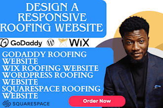 design godaddy website, wix, wordpress roofing website, roofing landing page