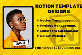 build a aesthetic notion template, notion website, with make com automation