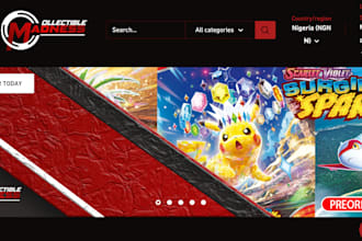 design SEO optimized pokémon website, pokémon trading card website tcg website