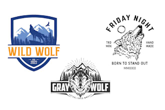 make vintage mountain animal fox wolf logo