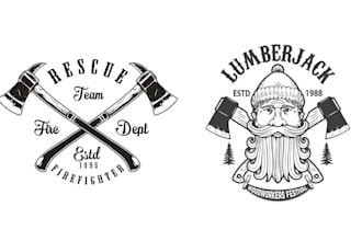 make vintage axes woodwork badge logo design