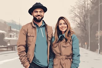 create couples art vector portrait