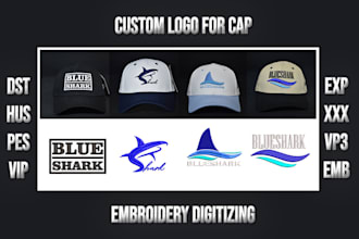 create a custom logo for caps and embroidery digitizing in dst, pes, jef, emb