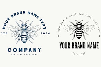 make hand drawn honey bee logo