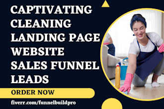 build cleaning landing page booking website cleaning service sales funnel leads