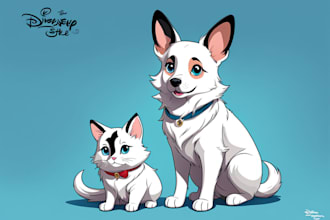 draw disney cartoon style pet portrait