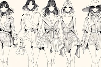design flat sketch or digital fashion illustrations for you