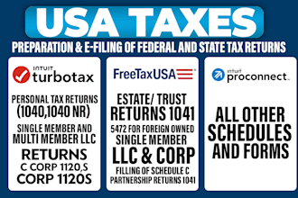 prepare and efile usa tax return for individual ,business, llc ,c corp,s corp