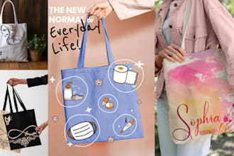 create realistic tote bag mockups and designs