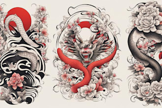 do a tattoo design in japanese style