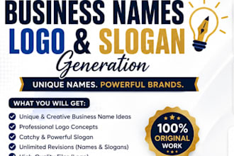 create catchy and unique business name, logo and slogans