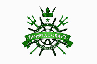 nautical themed vintage marijuana store logo