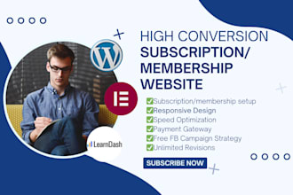 build and develop wordpress subscription and membership site