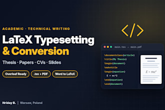 typeset, fix, or convert your thesis, paper, or CV to latex in overleaf