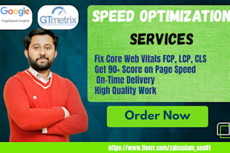 do speed optimization pagespeed, gtmetrix and fix core web vitals, fcp lcp cls
