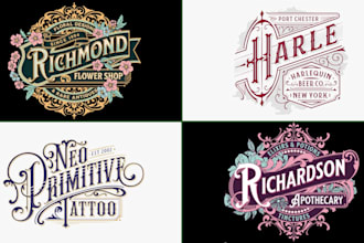 do awesome retro vintage tattoo and typography victorian logo design