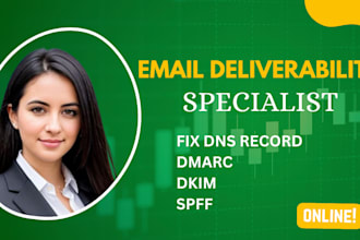 fix email deliverability spam, junk, spf, dkim, dmarc, mta sts, mx, bimi, vmc