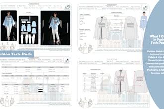 create professional fashion tech packs for apparel and accessories