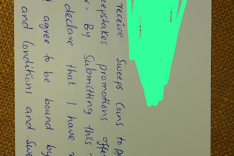 handwriting envelope and cards sweepstakes