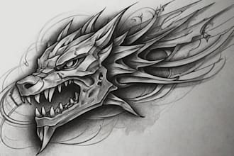 develop custom tattoo design, sketch